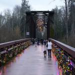 Photo by Mike Dashiell/Jamestown SKlallam Tribe
A flipping-of-the-switch ceremony is held every year at the historic Dungeness Railroad Bridge at Railroad Bridge Park by the Dungeness River Nature Center. That location will be part of the 7 Cedars Holiday Lights Tours.