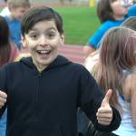Sequim Gazette photo by Matthew Nash/
Beckett Thomas, a fourth grader at Helen Haller Elementary, is ecstatic to participate in the Turkey Trot.
