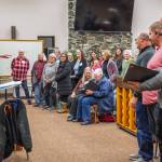 Photo by Emily Matthiessen/
For the third year, Steven Humphrey, left, serves as music director of the Sequim Community Christmas Chorus and this year he leads singers, some of whom have never sung with a choir before. Its completely open for anyone who wants to sing, Kyra Humphrey said. Even if you think you cant sing but you wanna sing, come and try it out.