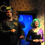 Sequim Gazette photo by Matthew Nash/
Kimar and Momar (Colby Thomas and Rebecca Maberry) consider the best way to help their Martian children go back to their usual ways after watching too much Earth television.