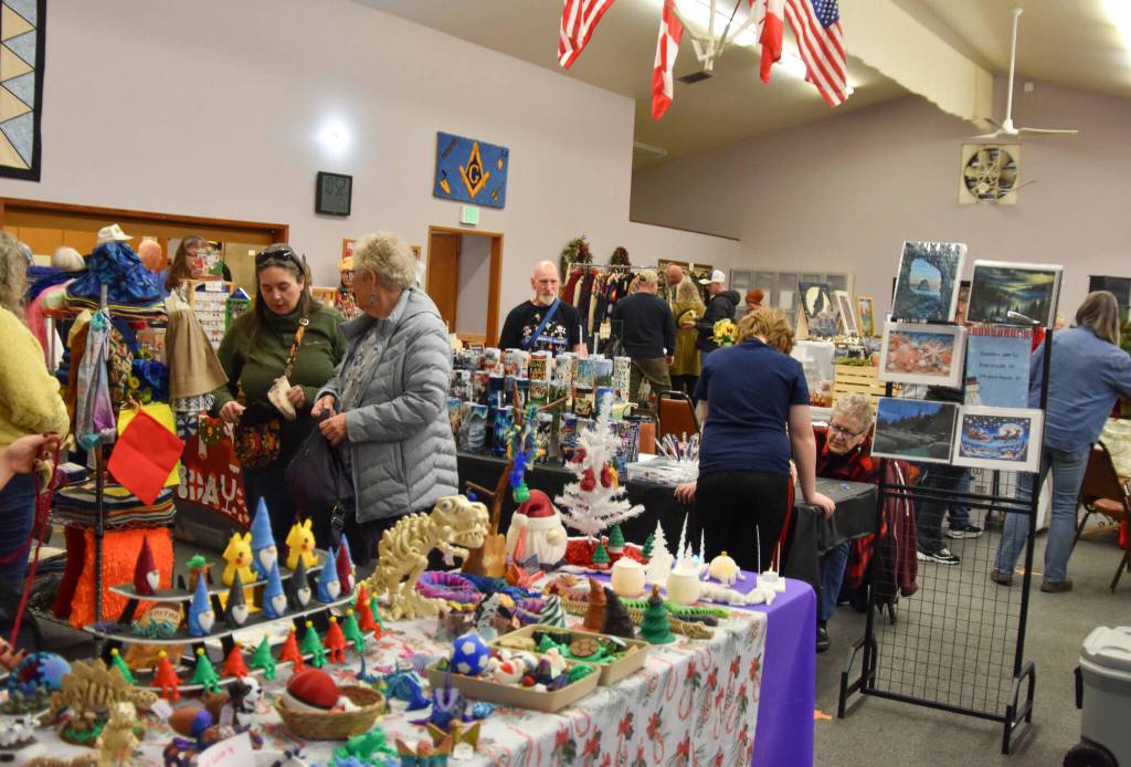 Sequim Gazette photo by Monica Berkseth/ The Falalallama Holiday Bazaar at the Sequim Masonic Lodge on South Fifth Avenue included handmade crafts, a bake sale and a silent auction. A similar fundraiser is being planned for Valentines Day and will feature 25 percent new vendors, according to Rondi Smith, founder of Olympic Peninsula Alpaca Rescue.