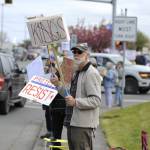 Sequim Gazette photo by Matthew Nash
Protests against the Trump administration were the fourth and ninth most-viewed articles on the Sequim Gazettes website in 2025. Here, Trevor Gloor of Sequim holds a sign that reads No Kings at a rally on Saturday, April 19. A similar protest on Saturday, Oct. 18 drew about 3,000 people  more than twice the crowd size of the April rally, according to organizers.