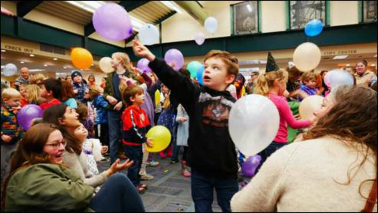 The North Olympic Library System (NOLS) will host a Noon New Years Eve party for children and their grown-ups on Wednesday, Dec. 31 at the Sequim Library Temporary Location, 609 W. Washington St. Similar events - all featuring balloon drops, crafts and dancing - will also take place at the Port Angeles and Forks libraries, funded in part by Friends of the Library groups.
Photo courtesy NOLS