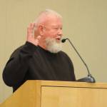 Sequim Gazette photo by Matthew Nash/
Pete Tjemsland, a former staffer for the City of Sequim for 35 years through 2024, is sworn into office as Sequims newest city councilor on Jan. 12.