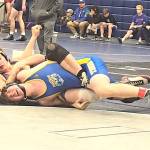 Photo by Marcie Lammers
Aiden Glenn of Sequim earns a pin in 1:40 over Jaxson Smith of Stadium in the first round of the River Ridge Rumble on Jan. 17 in Lacey. He earned fourth in the tournaments 175-pound bracket.