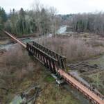 Photo by Mike Dashiell/ Jamestown SKlallam Tribe
The truss of the Dungeness River Railroad Bridge, pictured in early January, must be replaced with a steel structure due to its wood deteriorating, according to Jamestown SKlallam Tribe officials.
