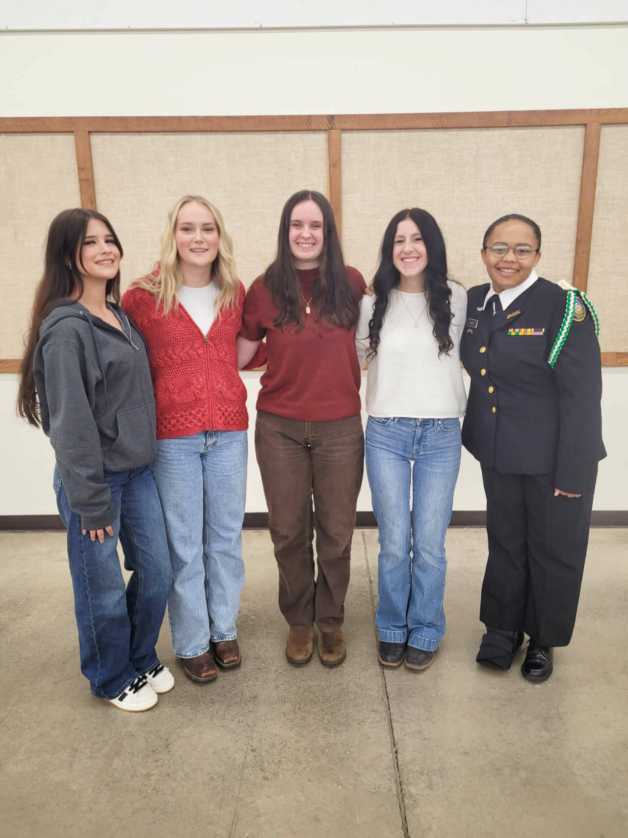 Contributed photo/ Candidates for the 2026 Clallam County Fair royalty are, from left, Tish Hamilton, Keira Headrick, Julianna Getzin, Makenzie Taylor and Jasmine Green. Molly Beeman is not pictured.