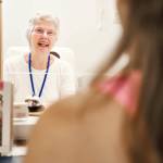 For many patients at Sequims Free Clinic, the welcoming smile of volunteer receptionist Hazel Blake is one of the first things they see.