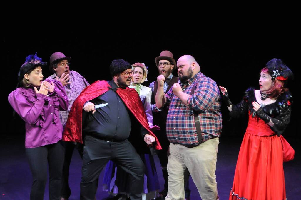 Sequim Gazette file photo by Matthew Nash/
Actors, including David Herbelin, second from left, rehearse a scene from last years Lavender Melodrama, a recent annual tradition started by Herbelin that lampoons elements of Sequim. He recently finished his first draft on the fourth iteration of the show.