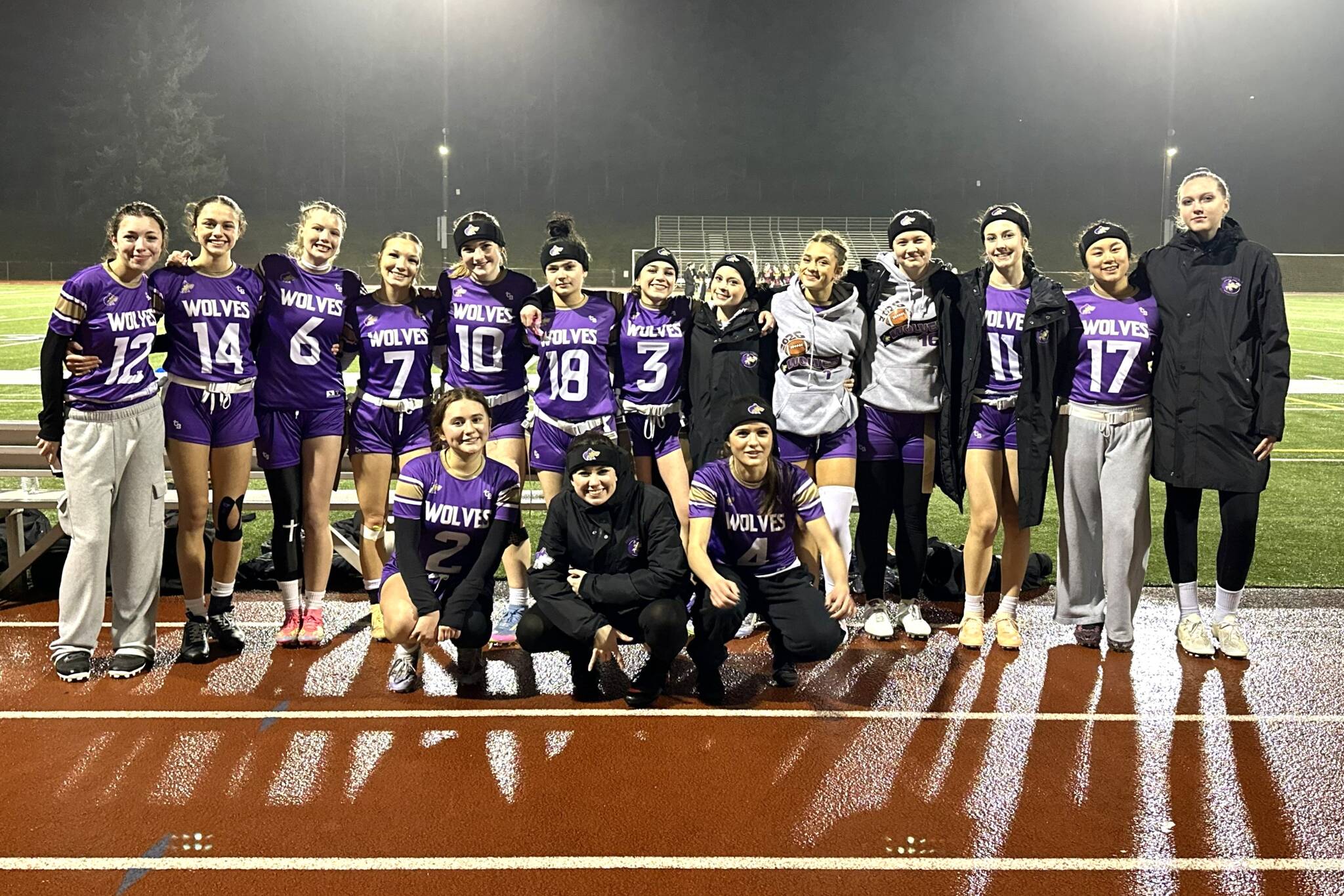 Photo courtesy Kathleen Rose
Sequim High Schools girls flag football teams recently finished their regular season. The varsity team earned a co-Olympic League championship and a state berth. Ian Henley, Sequim High Schools athletic director, said they represented our school and our town with pride, and they gave us something special to cheer for all season. With so many talented players in this group, its exciting to think about whats ahead. This is just the beginning, and the future is really bright for these young women and this program.