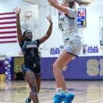 Photo by Emily Matthiessen
Sequims Kaiya Robinson goes up for a 3-pointer against Bremerton last week. She had 15 points and five 3-pointers in the 59-37 win on Feb. 5 in Sequim.