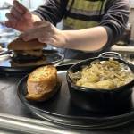 Sequim Gazette photo by Matthew Nash
Carlsborgs Old Mill Cafe, pictured here with a Prime Rib Stroganoff and a burger on the food line on Feb. 13, received a perfect health inspection in January at its location at 721 E. Carlsborg Road. It was one of 25 eateries to receive a perfect score from Clallam County Environmental Health Services.