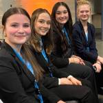 Photo courtesy Laura Gould/ Four of the 55 Sequim students competing at the HOSA Washington State Leadership Conference, included, from left, Frances Haskins, Genevieve Wakefield, Alabama Cassidy, and Kendall Adolphe.