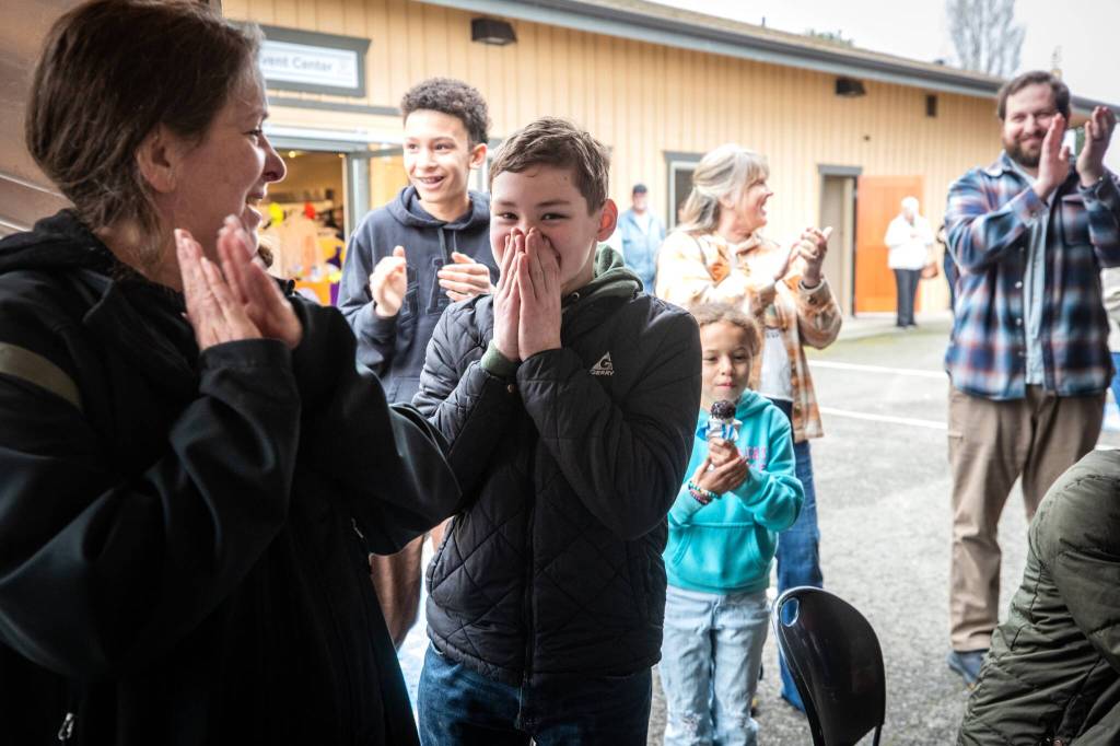 Photo courtesy Silas Crews, City of Sequim
Blaine Griffin is surprised at winning the Shine On, Sequim! youth award at the new talent competition during the Sequim Sunshine Festival.