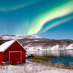 A view of the aurora over a Norwegian fishing village.