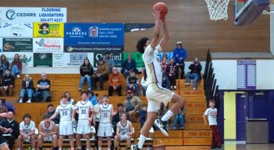 Photo by Emily Matthiessen/
Sequims Solomon Sheppard goes up for a dunk in a home game against North Mason on Dec. 19. Sheppard was named to the Olympic All-League First Team.&nbsp;