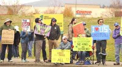 Sequim Gazette photo by Matthew Nash/
 Approximately 4,300 people participated in the No Kings Rally 3 peaceful protest in Sequim on March 28.