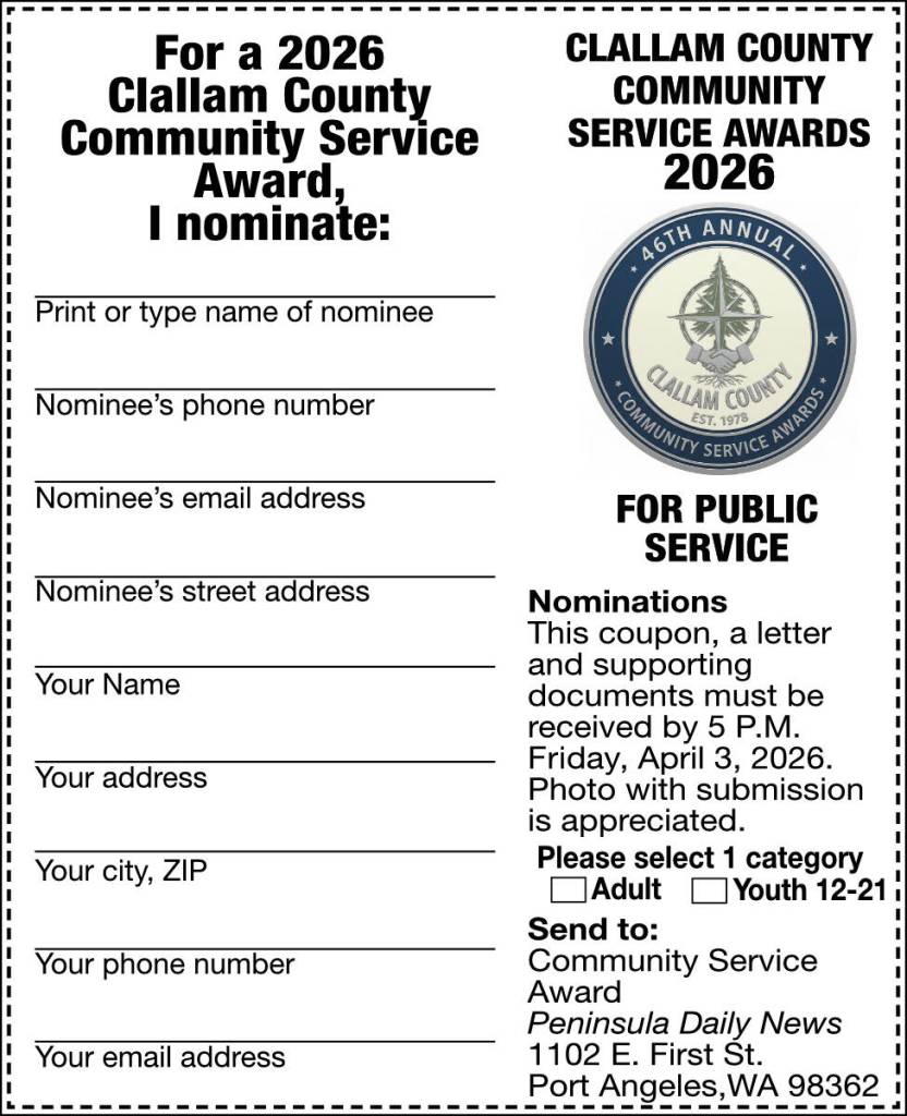 Community Service Awards nomination form.