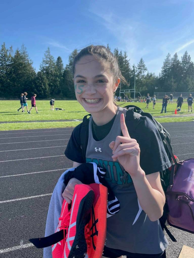 Photo courtesy Kirsti Turella/
Even in middle school, Clare Turella set records with a 5-2 jump in Forks in 2023 to earn Sequim Middle School and the Olympic League record.
