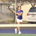 Sequim Gazette file photo by Matthew Nash
Tiffany Lam, Sequims No. 1 singles girls player, pictured earlier this season, earned two wins last week both with 6-0, 6-0 sets.