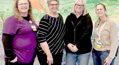 Photos courtesy Sequim Soroptimists
Soroptimist International of Sequim was recently awarded a $1,500 grant by the local Walmart for its Dream It Be It program. Pictured left to right are EJ Hernandez-Murata, Walmart Vision manager; Linda Klinefelter, co-chair for Dream It Be It; Roxann Harr, president of Sequim Soroptimists and co-chair for Dream It Be It; and Liza Baudais, Walmart store manager.