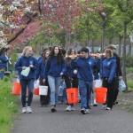 Sequim Gazette photo by Matthew Nash/ Sequim High School Interact Club members start their journey from Sequim Middle School to the Dungeness River to fill buckets and containers to symbolize how far some people in the world must travel for water.