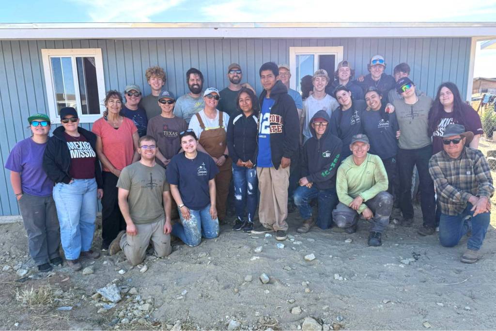 Photos courtesy Keith Sandell
Sequim Community Churchs mission trip team members with new homeowners stand outside one of two homes they built in Mexico during spring break for local families. Its the second time theyve built homes in Vicente Guerrero in Baja California, Mexico.