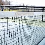 Sequim Gazette photo by Monica Berkseth/ Sequim Picklers have patched the pickleball nets themselves, Williams said, using zip ties and vinyl patches.