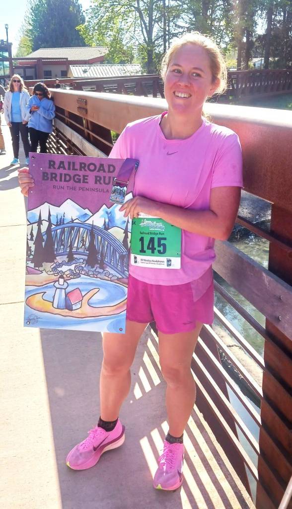 Olympic Peninsula News Group photo by Pierre LaBossiere/
Sarah Paquet won the Sequim Railroad Bridge run 5K for the second straight year.