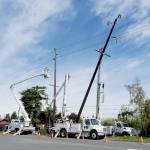 Photo courtesy Clallam County PUD
PUD crews will replace 29 transmission poles and five support poles in Sequim this summer.