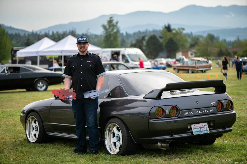 Sequim Gazette photo by Monica Berkseth 
Justin Sutherbys 1989 Skyline GTR won two awards at the Classic Car Show on May 9 - Peoples Choice and Best Import.