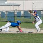 Photo by Emily Matthiessen 
Sequims Clay Abrams (10) readies to make a tag on a Bremerton baserunner on May 5 in Sequim. The Wolves won their opening game of the district tournament on May 11.