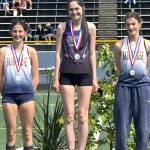 Photo courtesy Kirsti Turella
Clare Turella won the girls high jump at the Class 2A Olympic League Subdistrict Championship on May 9 with a leap of 5 feet. Teammate Reid Randall also won the 400-meter sprint with a new best time of 49.32. They and a handful of other Sequim athletes will compete at the district meet set for May 19-20 at Bremerton High School.