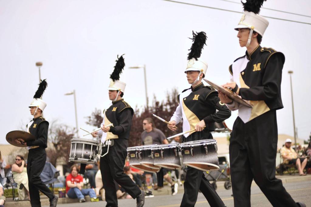 Sequim Gazette photo by Matthew Nash 
Meridian High School Marching Trojans won best high school marching band in the Sequim Irrigation Festival Grand Parade.
