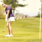 Sequim Gazette photo by Matthew Nash 
Gabriella Ella Hood of Sequim putts on the front nine during the Class 2A West Central District Championship on Tuesday, May 12 at The Cedars at Dungeness Golf Course. Hood earned the district girls competitions fifth and final state berth in Chehalis on May 19-20.