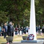 Sequim Gazette photos by Monica Berkseth
American Legion Post 62 Sergeant-at-Arms Mark Dunham salutes after laying a wreath at the base of the monument at Sequim View Cemetery during Mondays Memorial Day Service.