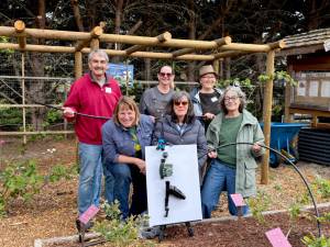 Photo courtesy Clallam County Master Gardeners
Shown here, a team of Clallam County Master Gardeners prepares for the June 6 Digging Deeper free presentation, Simple Drip Irrigation.