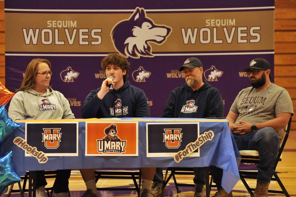 Sequim Gazette photo by Matthew Nash/ Andrew Keeler has committed to play football for University of Mary-North Dakota as their long snapper.