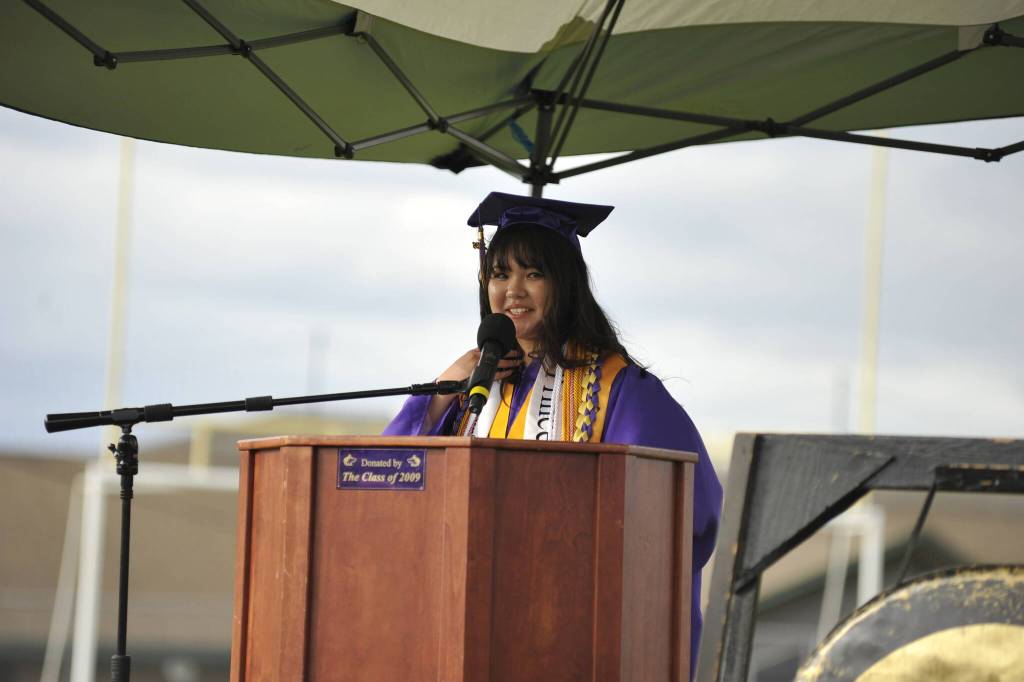 Kailah Blake, one of eight SHS valedictorians, encouraged classmates to branch out, talk to different kinds of people, sign up for events that interest them, and apply for jobs and positions that they may be reluctant to try. You have nothing to lose, she said.