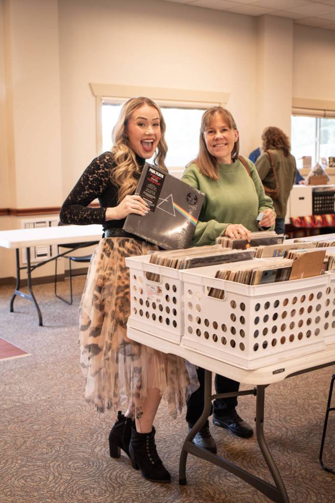 Kailee Thomas shows her delight at the selection of albums at the Sequim Record Show, which she attended with her mom, Sharon Thomas. Both live in Puyallup.