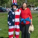 Sequim Gazette photo by Monica Berkseth/ Steve and Erica Lawry dress up for the Party in the Park with the couple saying they come every year for the Sequim City Bands annual concert on July 4.