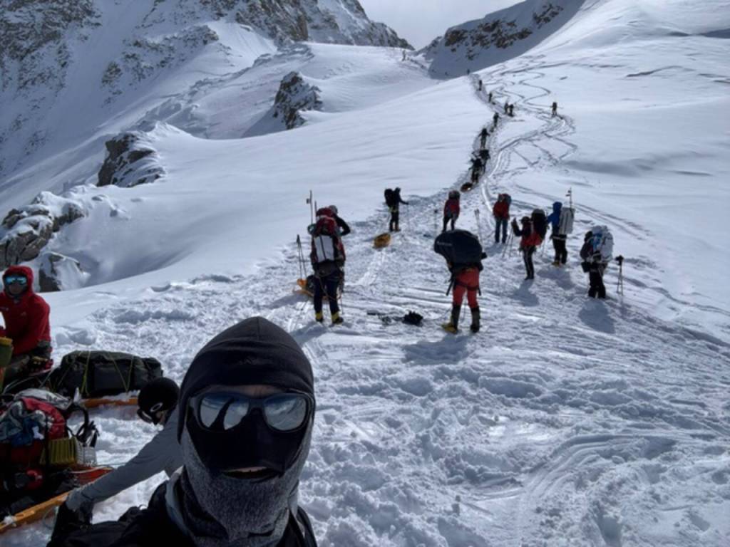 Photo courtesy Paul Balkan/ Balkan and his group head up Squirrel Hill towards Windy Corner at approximately 12,500 feet.