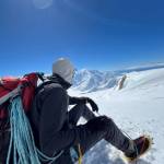Balkan takes a break at West Buttress Ridge at about 16,000 feet.
