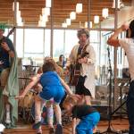 Sequim Gazette photos by Monica Berkseth
Sequim Library, 630 N. Sequim Ave., was a hoppin place on Saturday, July 11 as children and adults alike danced and clapped to the music of the Seattle-based Brian Waite Band. The trio of musicians performed Adventurous Rock n Roll as part of the North Olympic Library Systems Summer Reading Program.