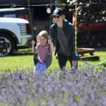 Sequim Gazette photo by Matthew Nash 
Dani Berg of Sequim pushes daughter Aurora, 4, in a swing at Lit Lavender on July 19. Berg said they recently moved to the area and visited a few farms and Sequim Lavender Festival in the Park. Aurora said she thinks lavender smells really good.