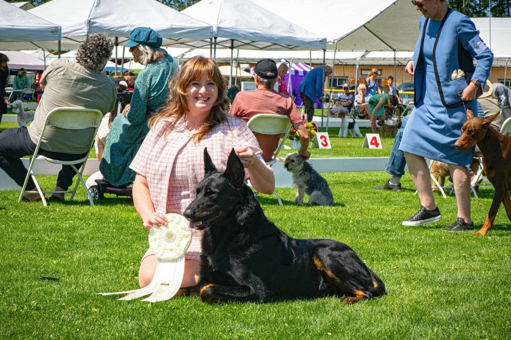 Sequim Gazette photo by Monica Berkseth/ Sophie Lebel of Bothell brought her dog Bouncer to the show for the All Breed Dog Show for the first time, and said shes been several times before. I had a lot of fun, Lebel said. Its a blast to do these shows. We love this location and have been doing this for 18 years.