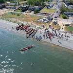 Photos by Michael Dashiell, courtesy Jamestown SKlallam Tribe
The Canoe Journey 2026 Paddle to Medicine Creek Nisqually Potlach came to Jamestown Beach on July 24 with 10 canoes welcomed on the beach by Jamestown SKlallam Tribe representatives.
