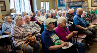 Sequim Gazette photos by Tom Buscher 
The financial scam prevention seminar hosted by The Lodge at Sherwood Village on July 27 drew an attentive audience.