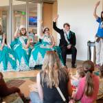 Sequim Gazette photos by Monica Berkseth
The 2026 Sequim Irrigation Festival Royal Court - from left, Princess Caroline Caudle, Queen Tilly Woods, Princess Emma Rhodes and Prince Brayden Baritelle - interact with youngsters and their caregivers during the Storytime with the Royal Court event held at the Sequim Library on Wednesday, July 29.