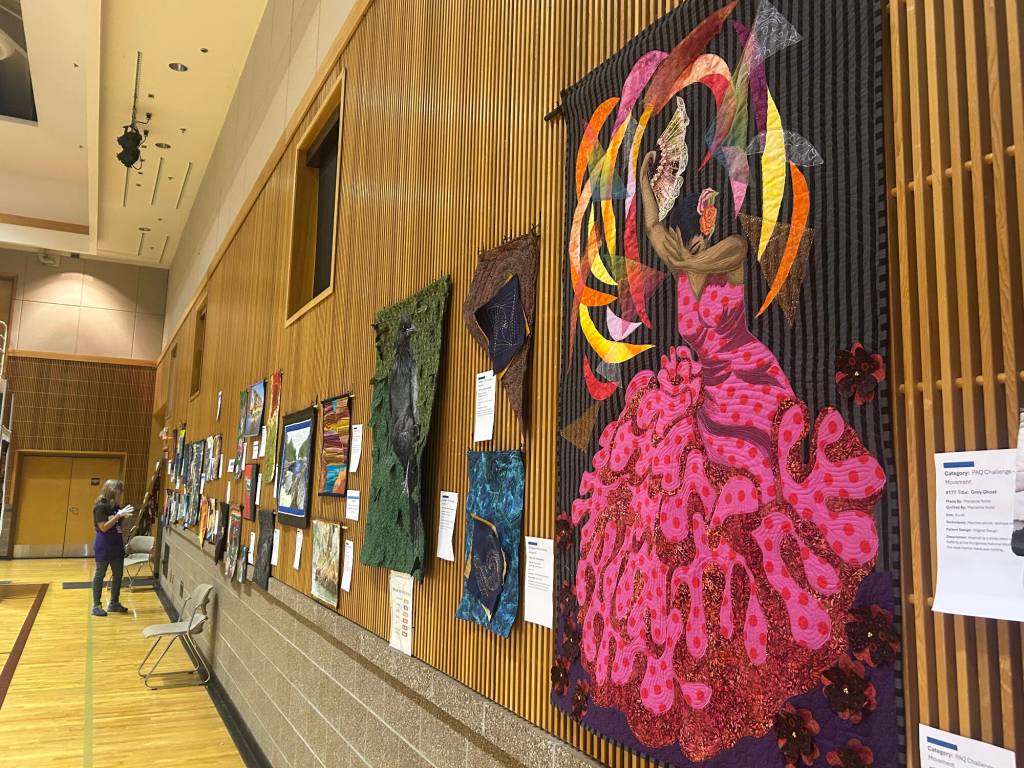 Sequim Gazette photo by Matthew Nash/ Gladis Marrs Flamenco Dancer was one of dozens of Peninsula Art Quilters challenge quilts at the Sunbonnet Sue Quilt Clubs show. She took on the movement challenge, and joined the group in 2017 after living in Italy for many years. It means friendship, community and inspiration, she said of being in the club.